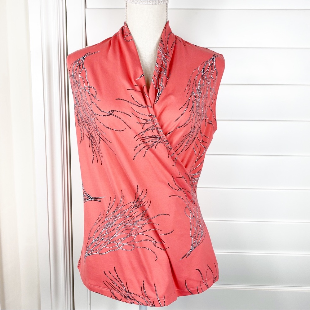 J.McLaughlin Coral faux wrap top casual work top